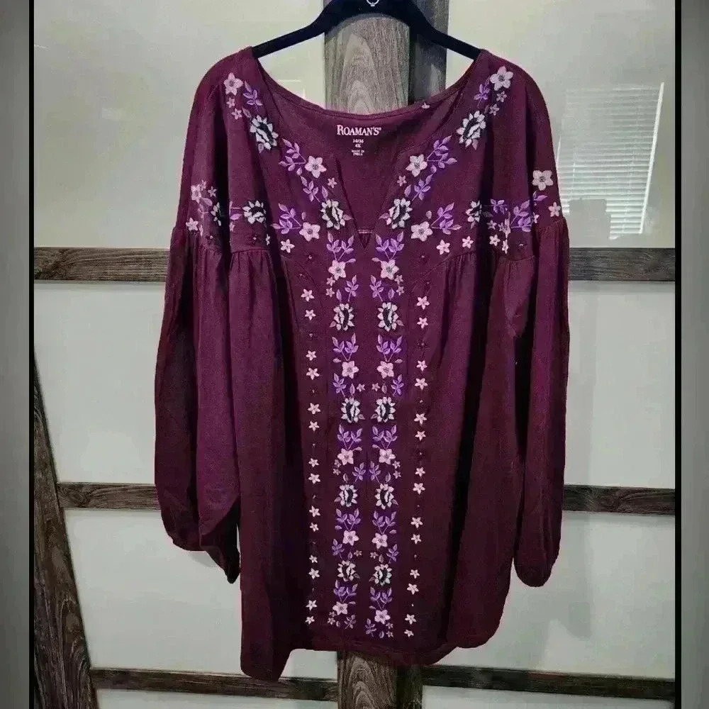 Roaman's Woman Within Ulla Popkin Shirts Tunic size 26/28 2X